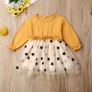 Dress girl girls cute mustard yellow stars tutu